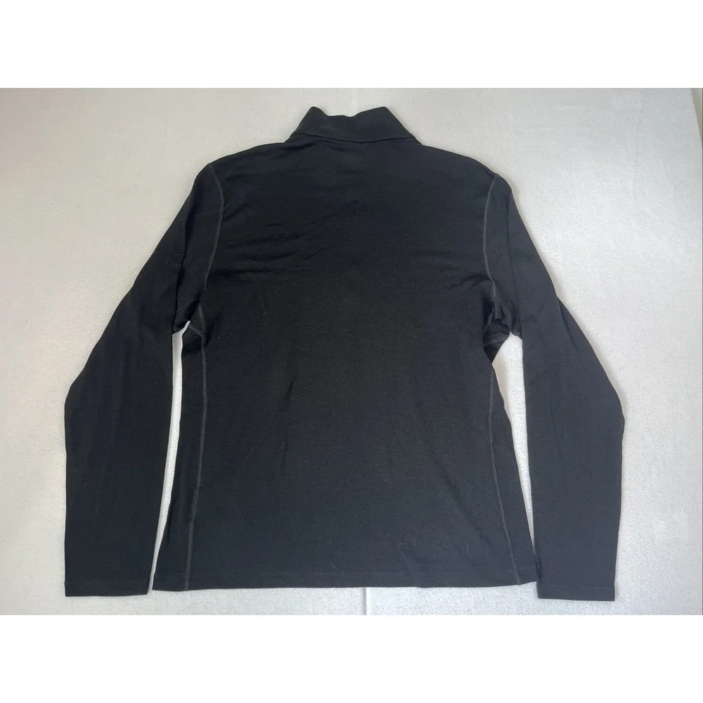 Icebreaker 260 Tech Mens Large Black Merino Wool Half Zip Base Layer Thermal